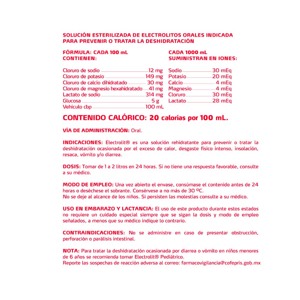 Electrolit Suero Fresa 12/625 Ml