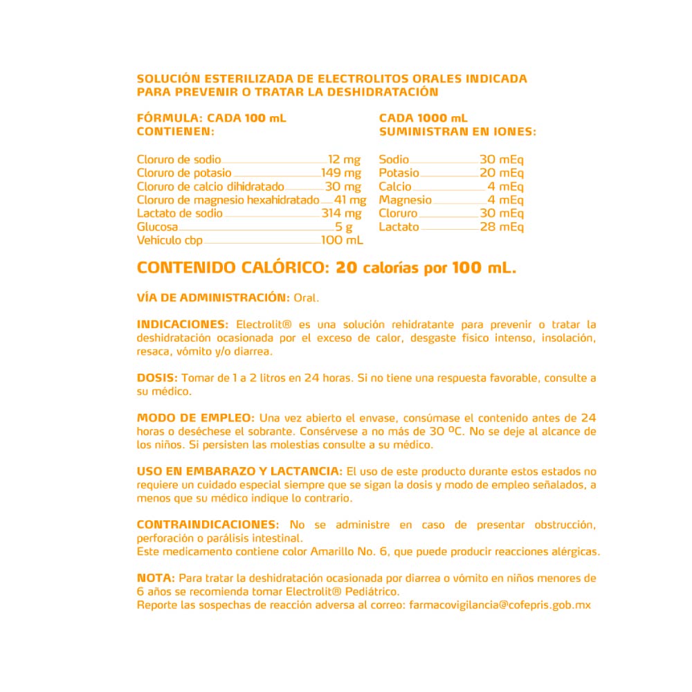 Electrolit Suero rehidratante Naranja-Mandarina 625 ml