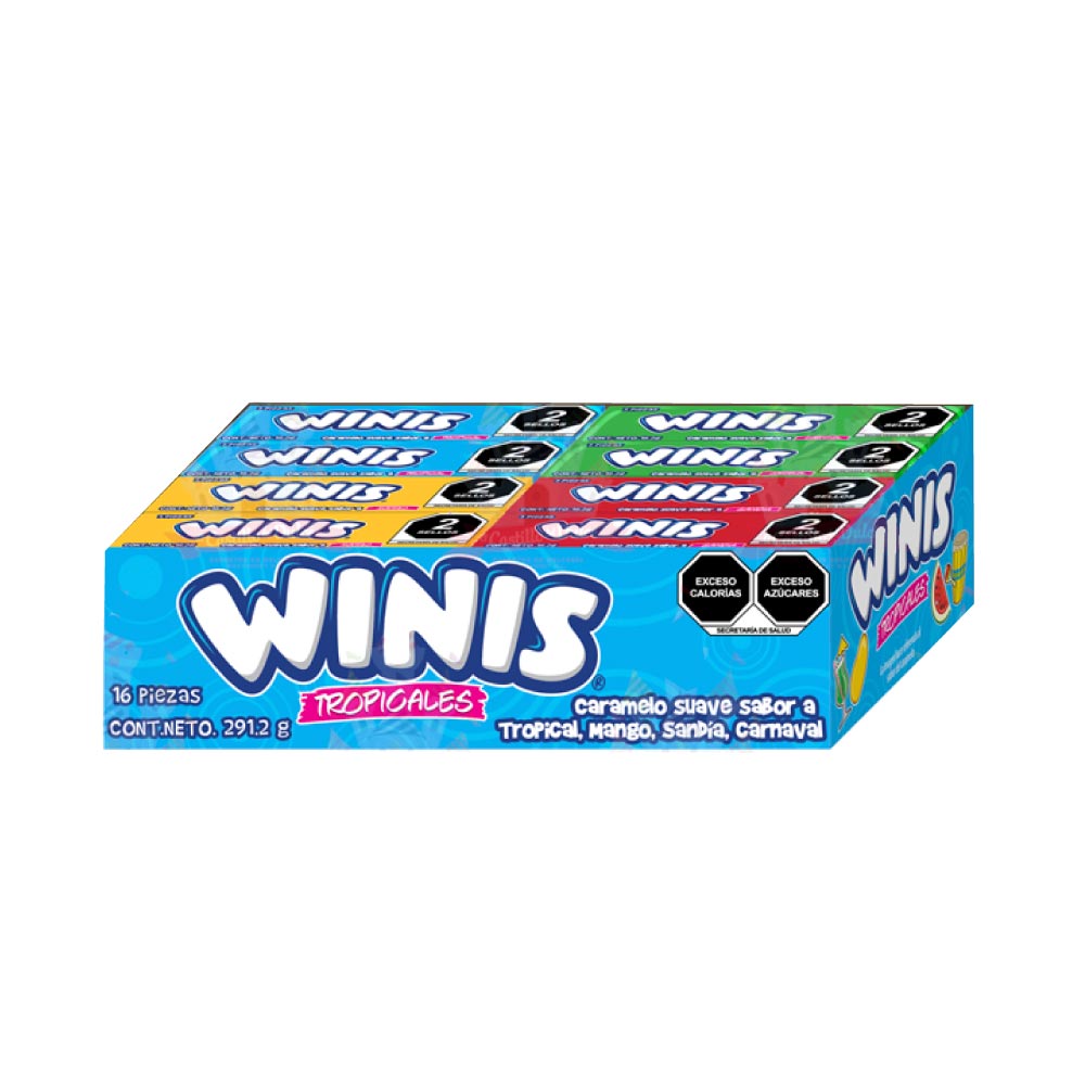 Caramelo Suave Winis Tropicales Paquete Con 16 Piezas