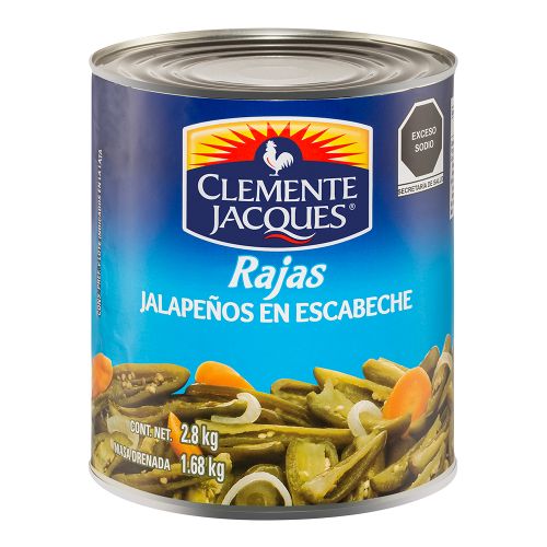 Chiles Jalapeños Clemente Jacques Rajas 2.8 kg