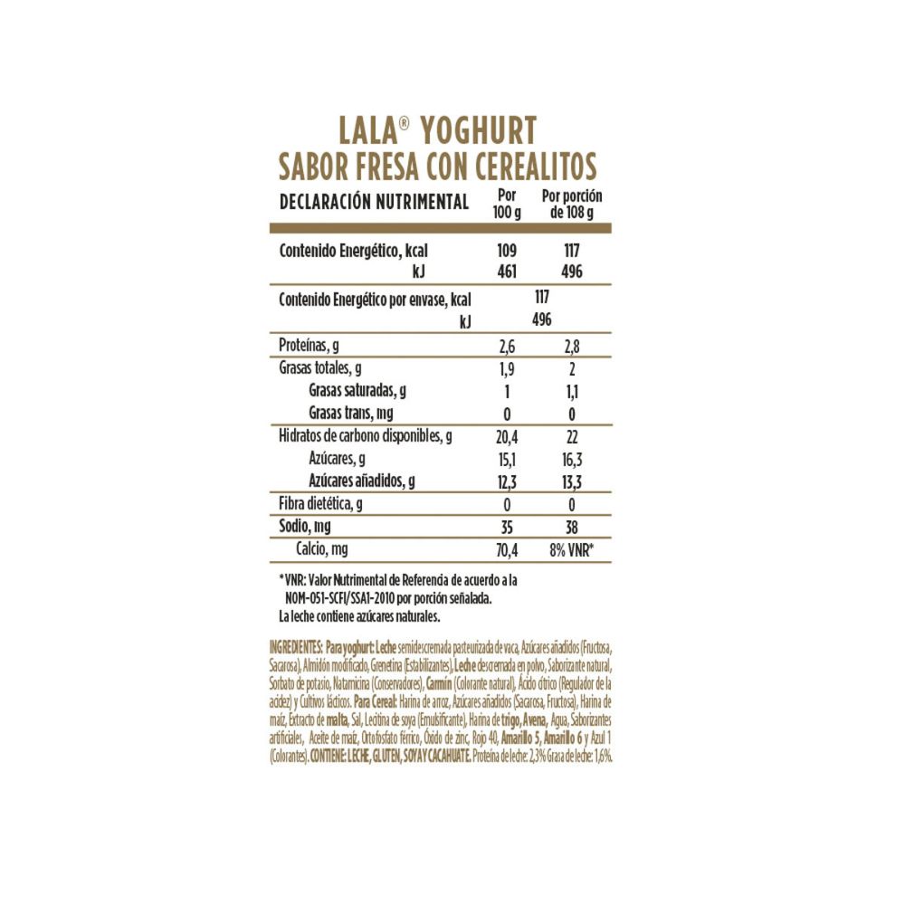 Lala Yogurt Batido Fresa Cereal de Sabores 100 Gr