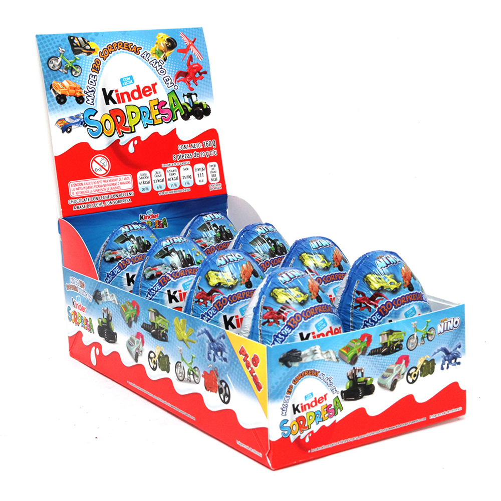 Chocolate Huevo Kinder SorpresaNino 8 piezas de 20 gr