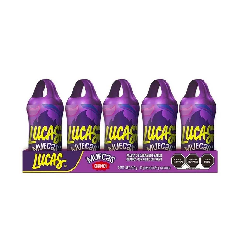 Lucas Muecas Chamoy Paleta con chile en polvo 10 pz