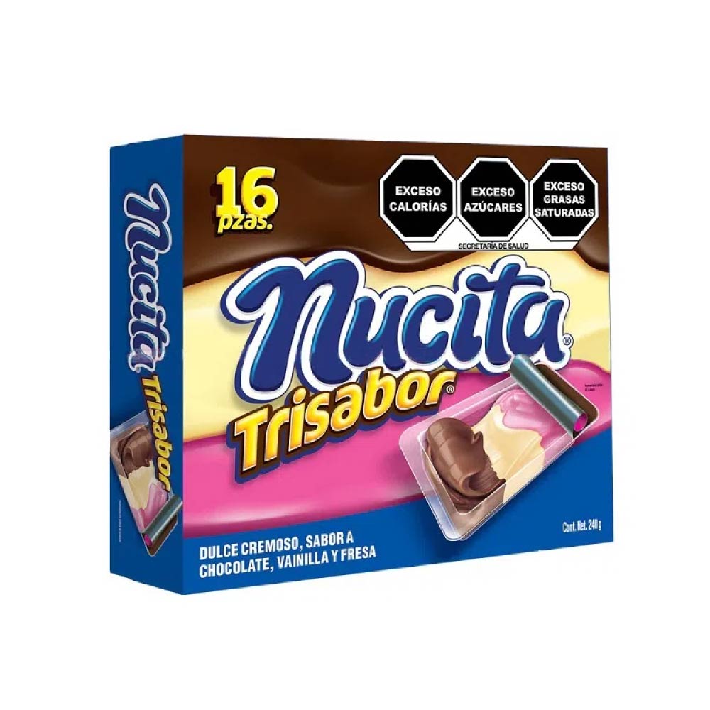 Nucita Dulce Cremoso Trisabor Paquete Con 16 piezas De 15 gr