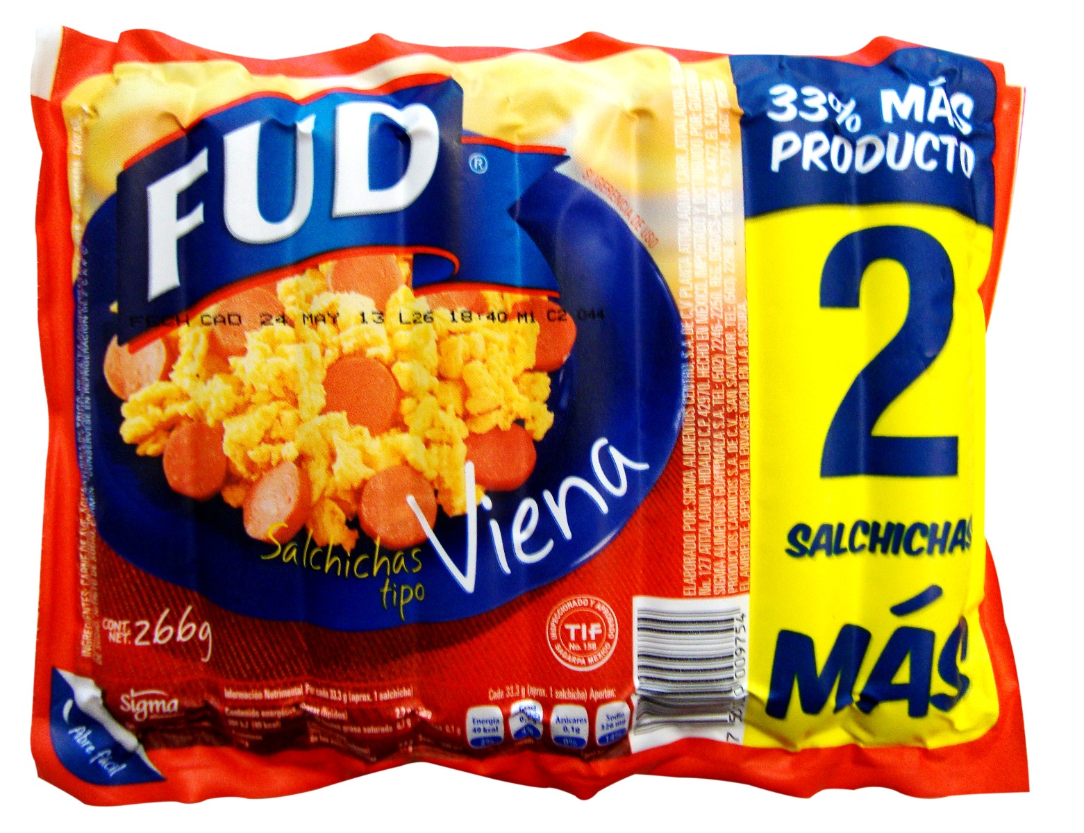 Salchicha Viena Fud Paquete 266 Gramos