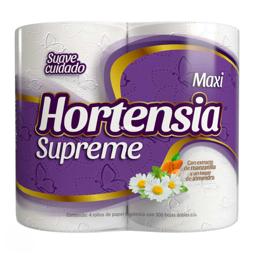 Papel Hig Hortensia Supreme 300 Hojas 4 Rollos