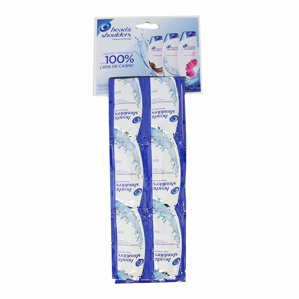 Shampoo Head & Shoulders Limpieza Renovadora Paquete Con 24 Sobres De 10 Ml