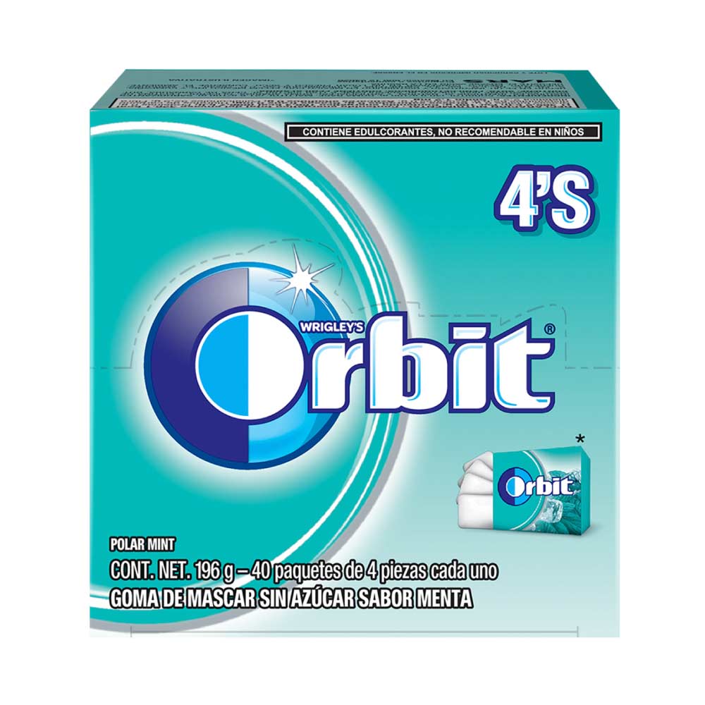 Chicle Orbit 4S Polar Mint Paquete con 40 Piezas