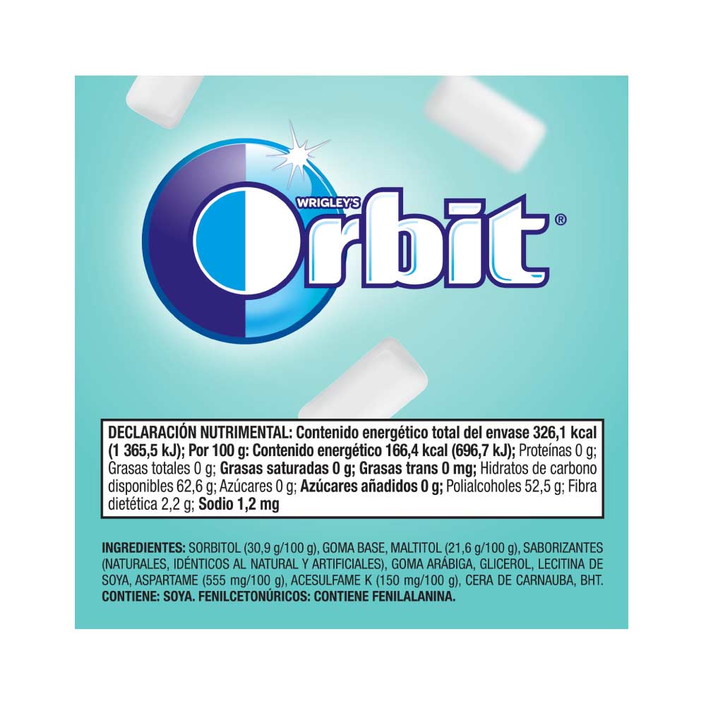 Chicle Orbit 4S Polar Mint Paquete con 40 Piezas