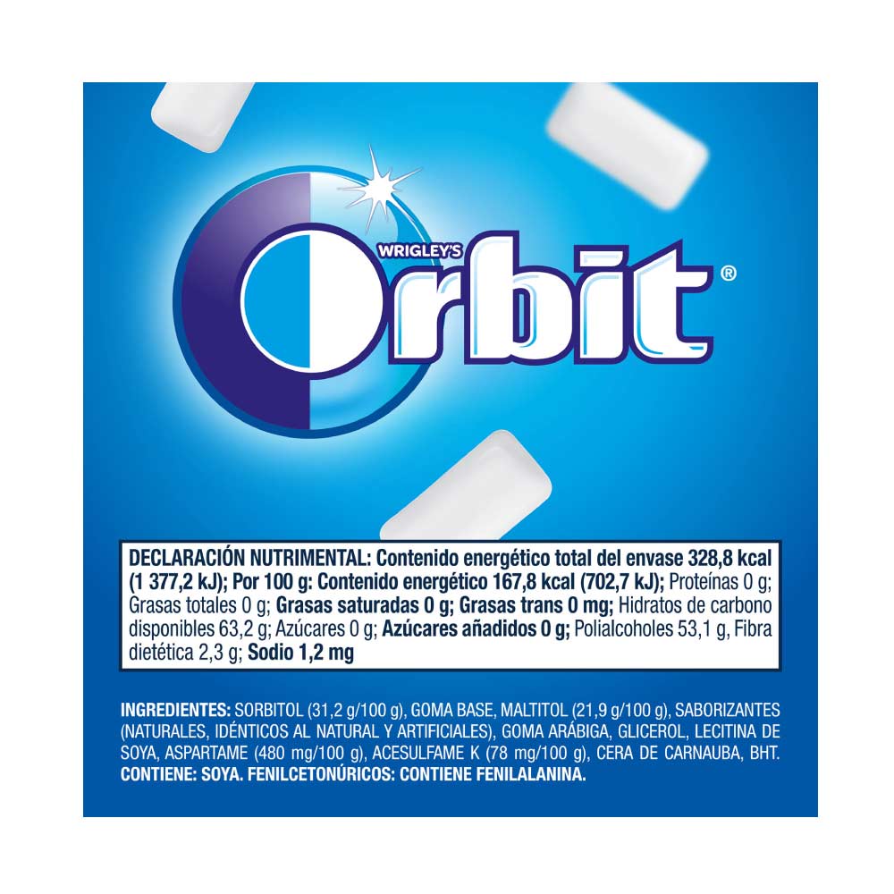 Chicle Orbit 4S Menta Paquete con 40 Piezas