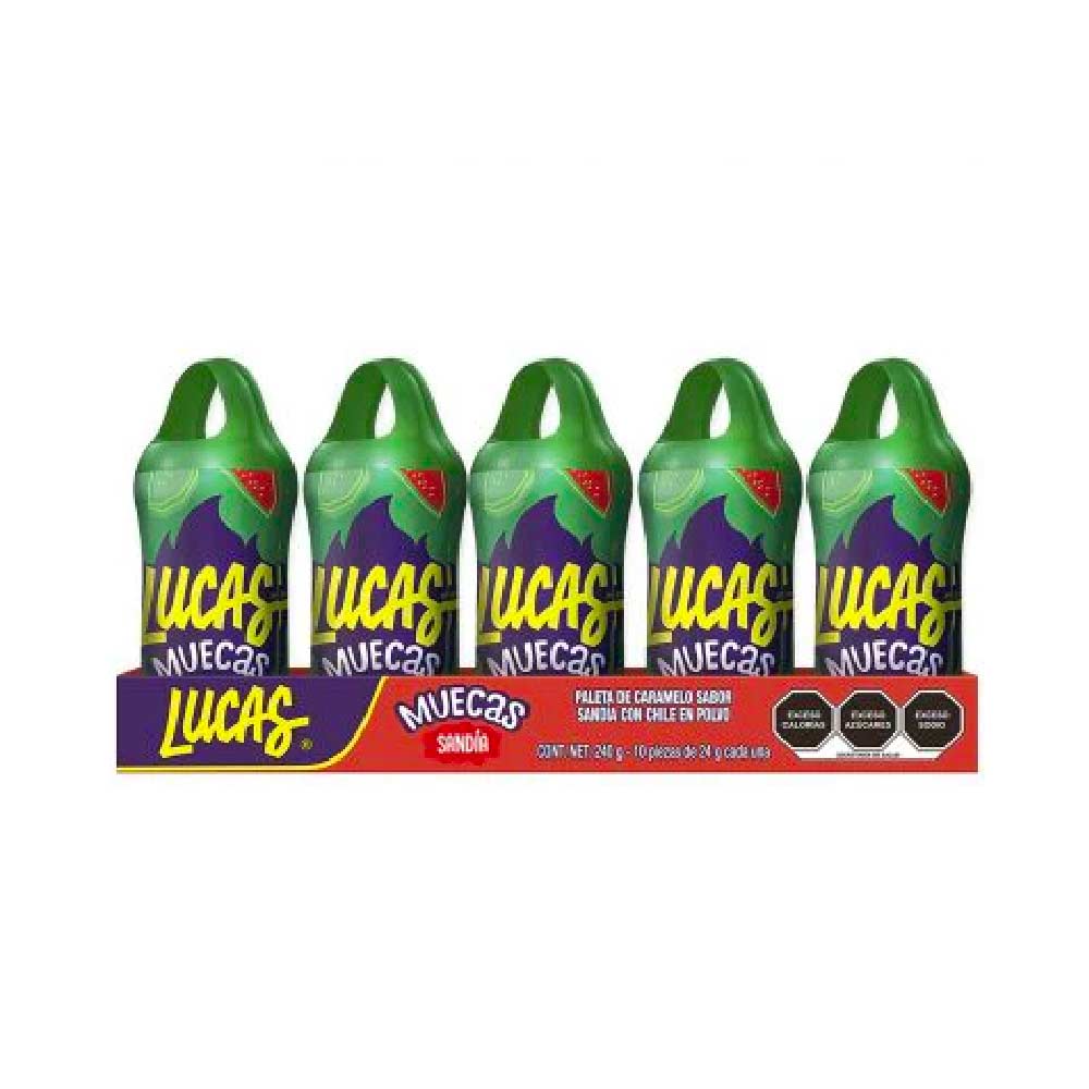 Lucas Muecas Sandia Enchilada Paleta con chile en polvo 10 pz