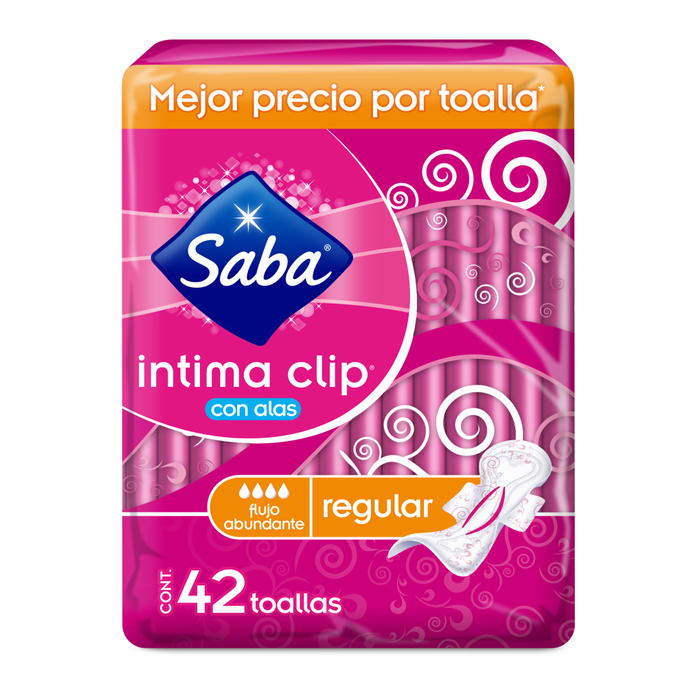 Toalla Femenina Saba Clip Regular con Alas Paquete con 42 Piezas