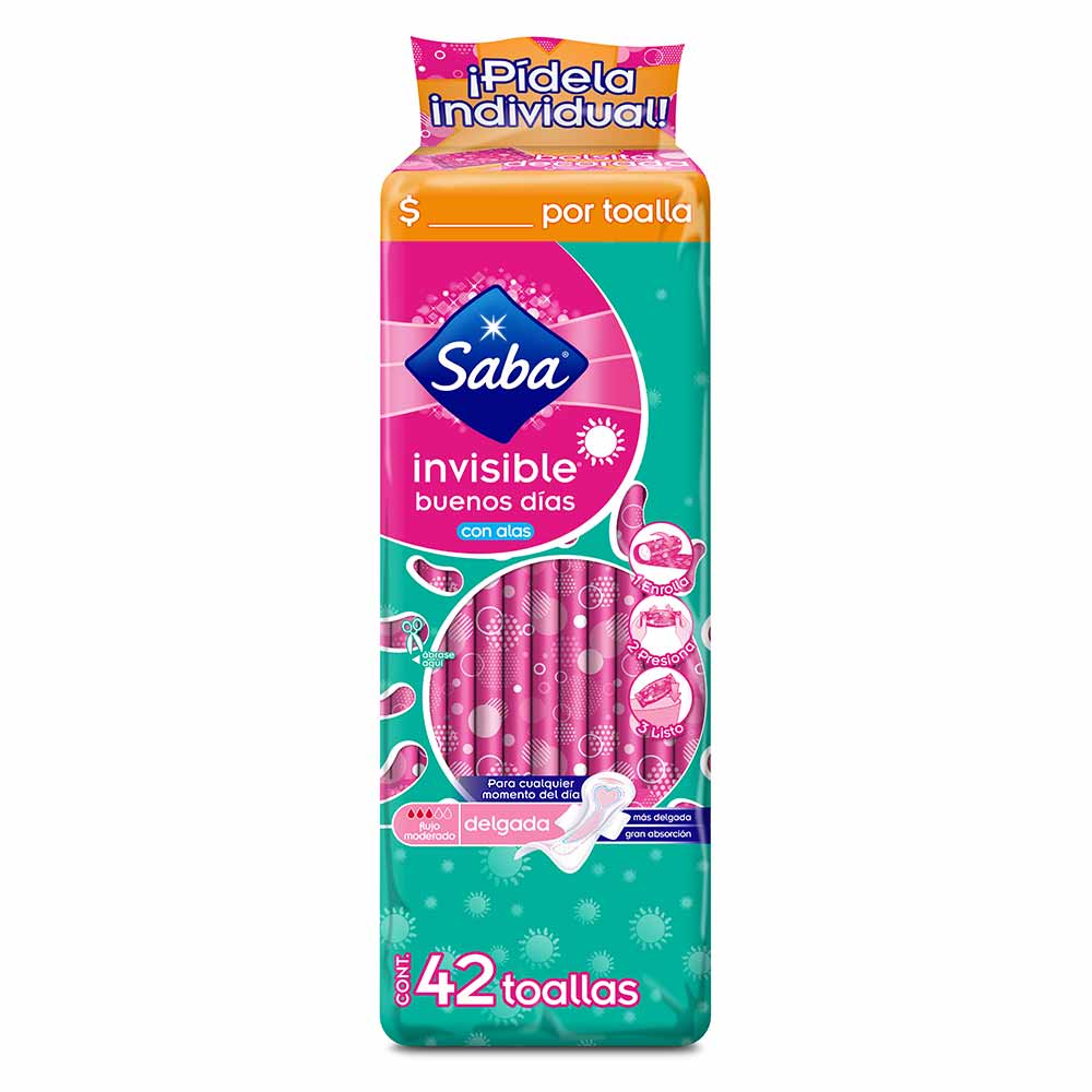 Toalla Femenina Saba Invisible con Alas 42 pz