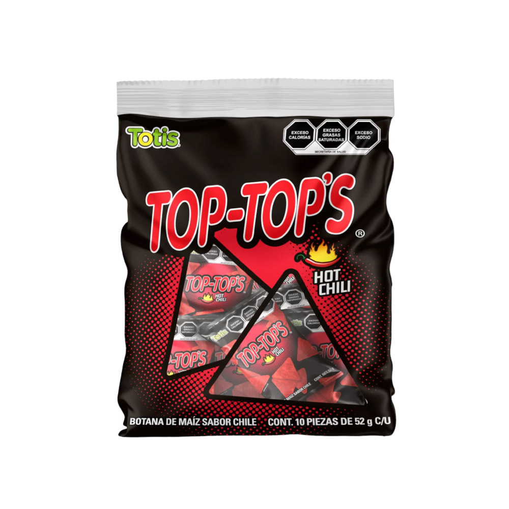 Frituras Totis Top Top's Hot Chili 10 pz de 52 g Exhibidor