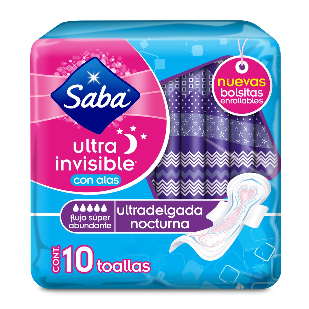 Saba Ultra Toalla Fem Noc C/A 12/10 Pz