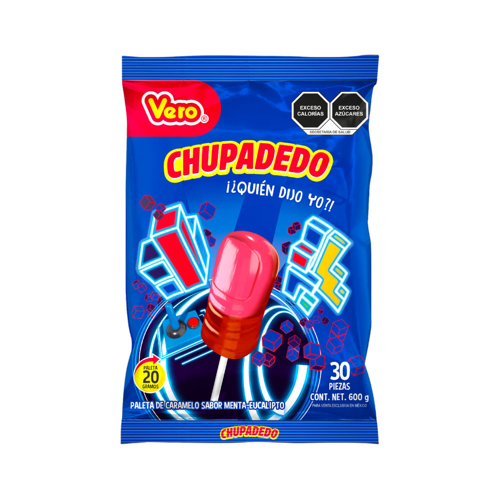 Paleta Vero Chupadedo Rojo Bolsa Con 30 Piezas