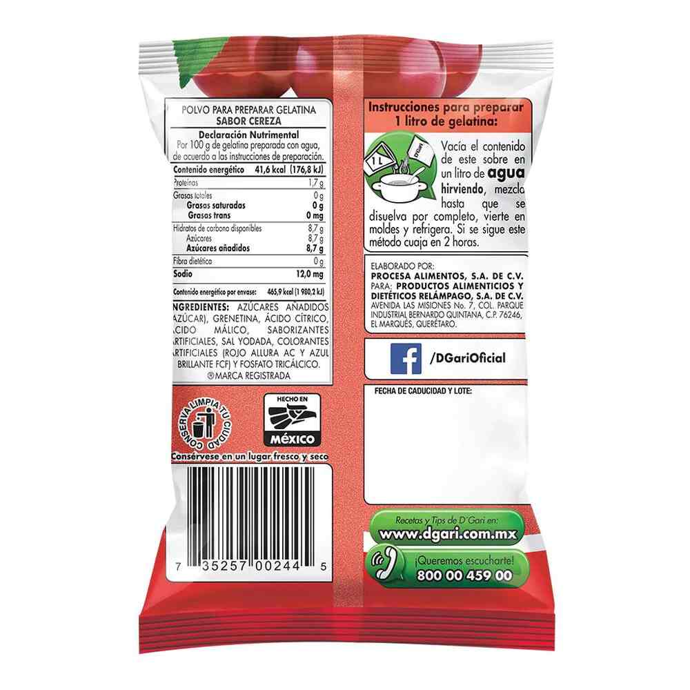 Gelatina DGari Sabor Cereza 120 gr