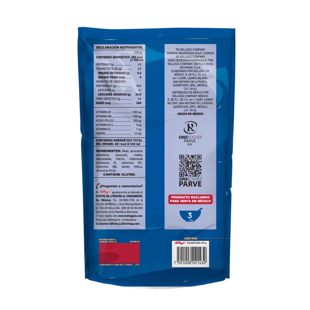Cereal Zucaritas Kelloggs Econopack 125 gr