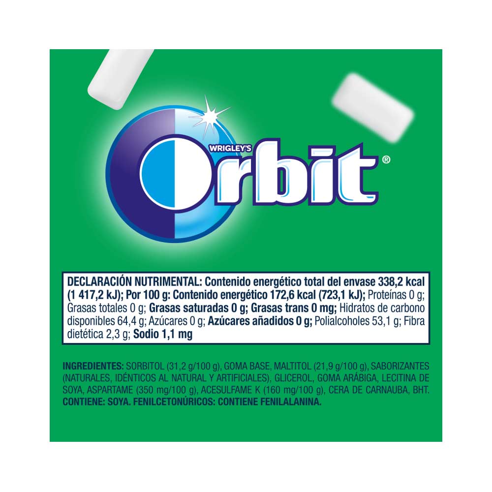 Chicle Orbit 4S Hierbabuena Paquete con 40 Piezas