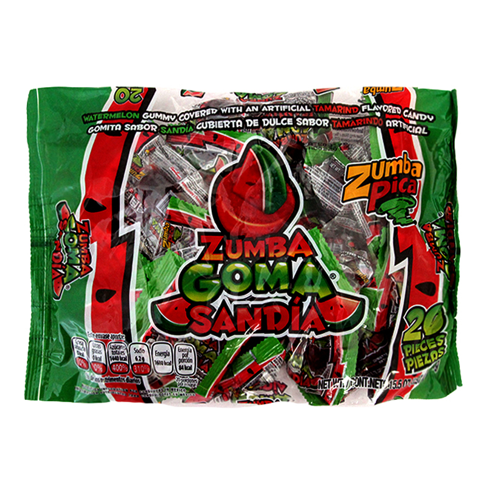 Bolsa Zumba Goma Mix Sandia Con Tamarindo Con 20 Piezas