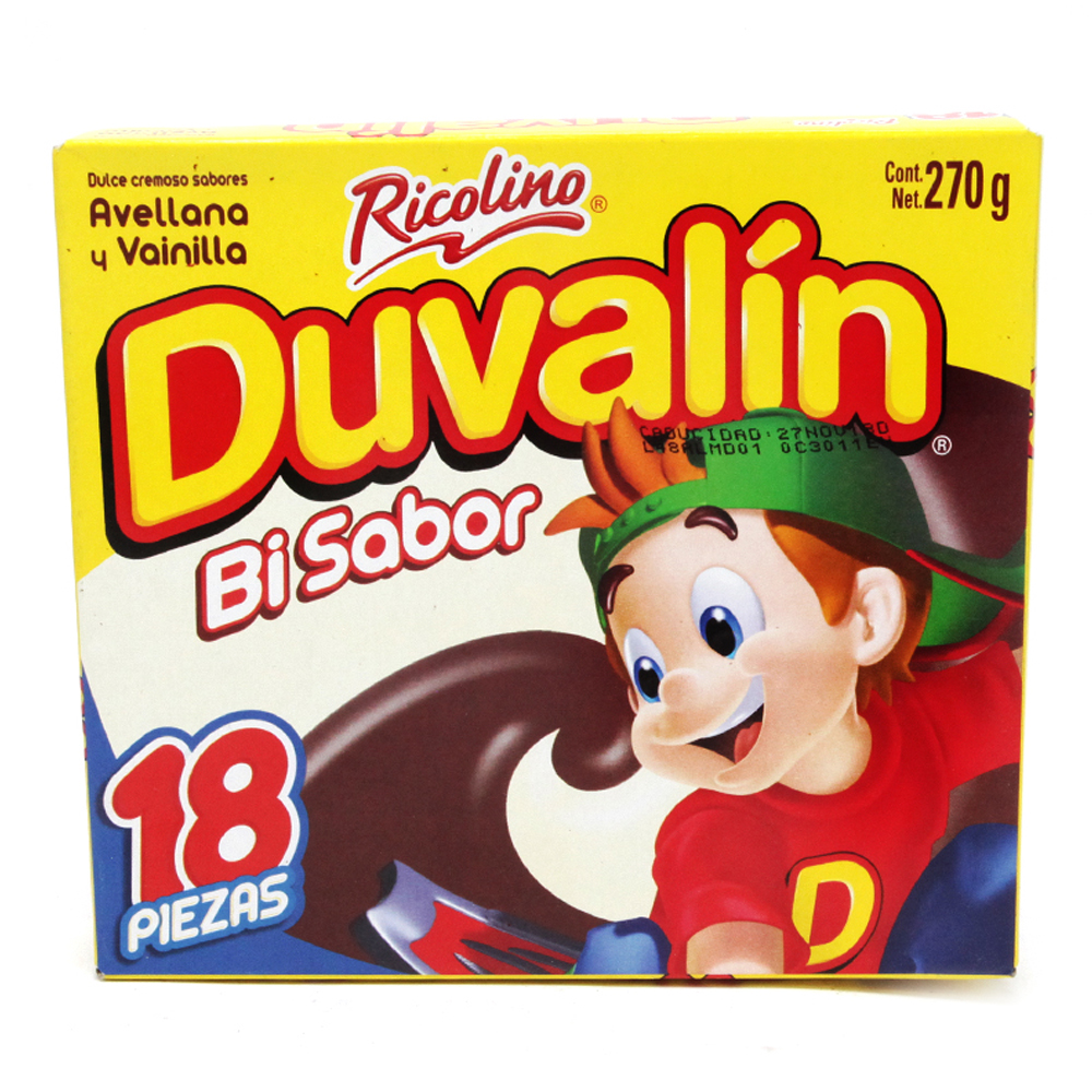 Duvalin Avellana Vainilla Paquete Con 18 piezas De 15 gr