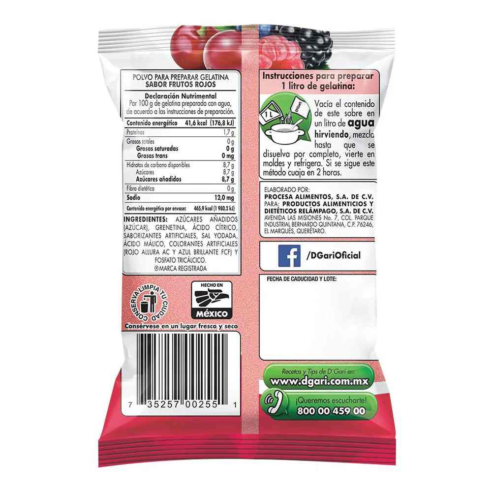 Gelatina DGari Frutos Rojos 120 gr