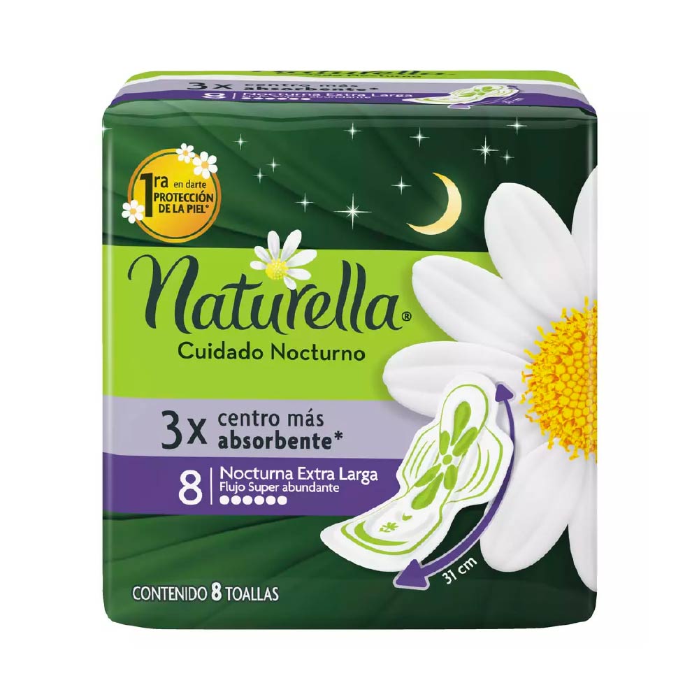 Naturella Toalla Fem Nocturna C/Alas 12/8 Pz