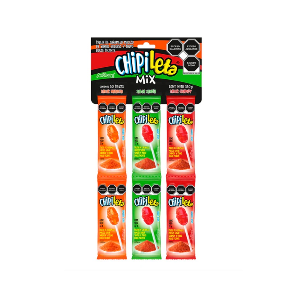 Paleta Chipileta Maciza Mix Tira Con 30 Piezas