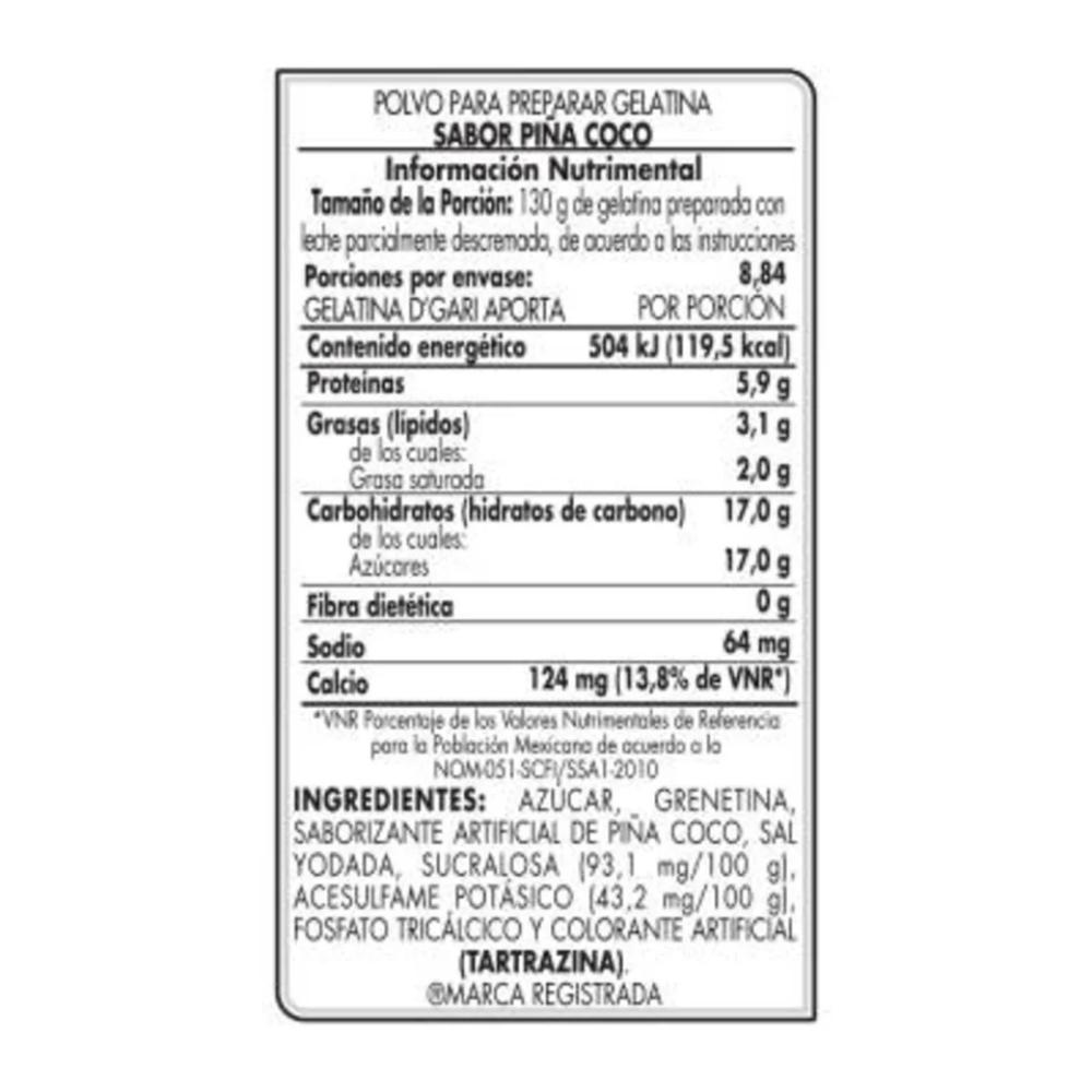 Gelatina DGari Piña Coco 120 gr