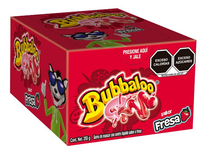 Chicle con Relleno Liquido Bubbaloo Sabor Fresa Con 47 piezas