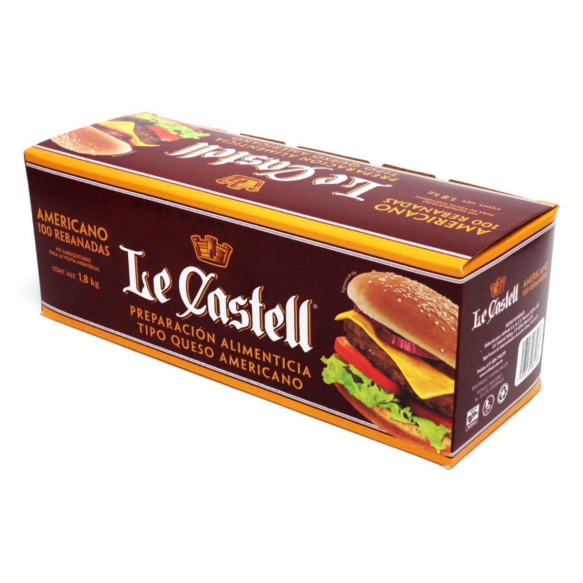 Queso Amarillo L Castell 1.8 Kilo con 10 Piezas De 180 grs