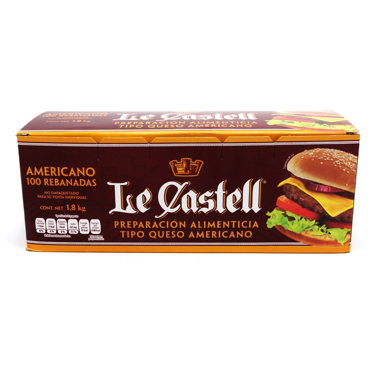 Queso Amarillo L Castell 1.8 Kilo con 10 Piezas De 180 grs