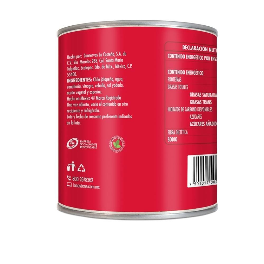 Chiles Jalapeños Enteros La Costeña 2.8 Kg