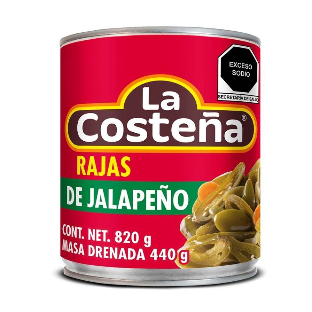 La Costeña Rajas De Jalapeño Caja 12/820 Gr