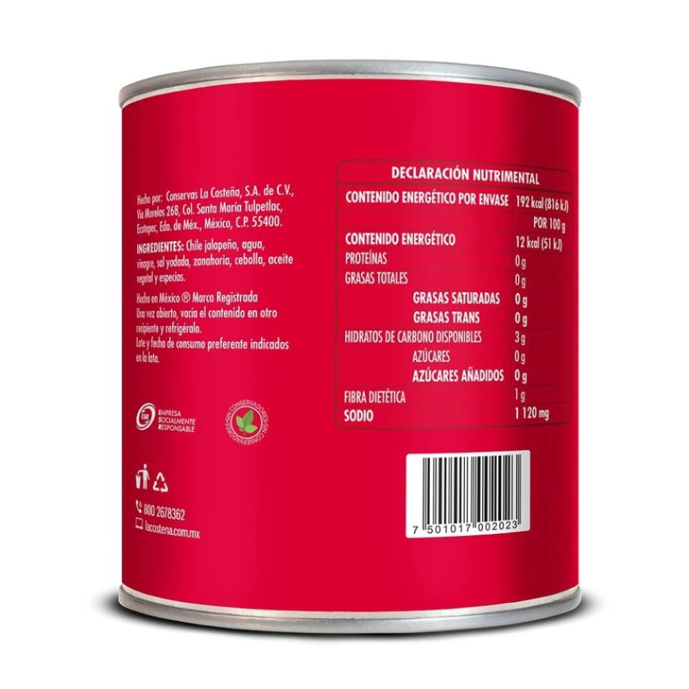 Chiles Jalapeños Rajas La Costeña 2.9 kg