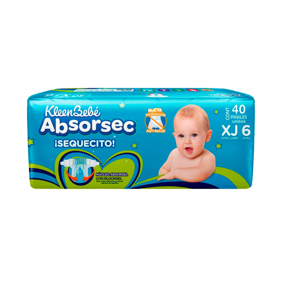 Absorsec Pañal Extra  Jumbo 4/40 Pz