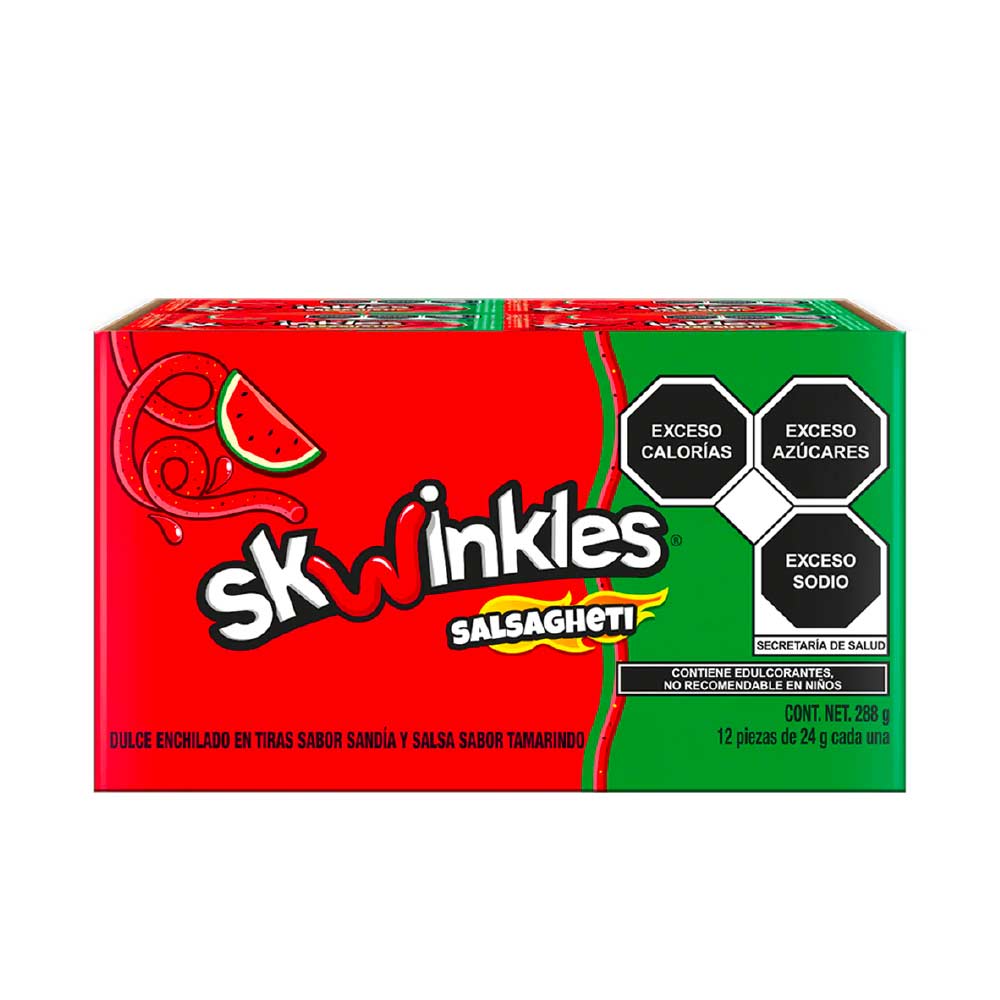 Paquete Skwinkles Salsagheti Sandia Con 12 Piezas De 24 gr