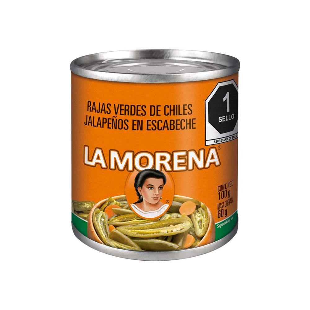 Chiles Jalapeños Rajas Verdes La Morena 100 gr
