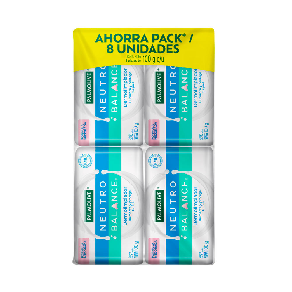 Jabón de Tocador Palmolive Neutro Balance Dermolimpiador 8 pzas de 100 g