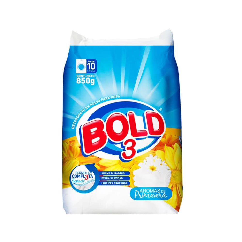 Detergente en Polvo Bold 3 Aroma Primavera 850 g