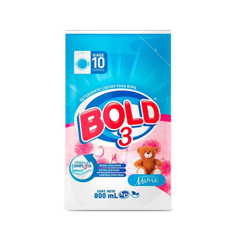 Detergente Líquido Bold 3 Cariñitos 800 ml