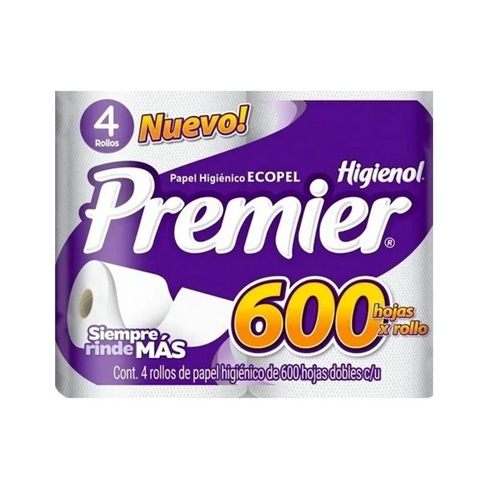Papel Higiénico Premier 600 Hoja Doble 4 pz
