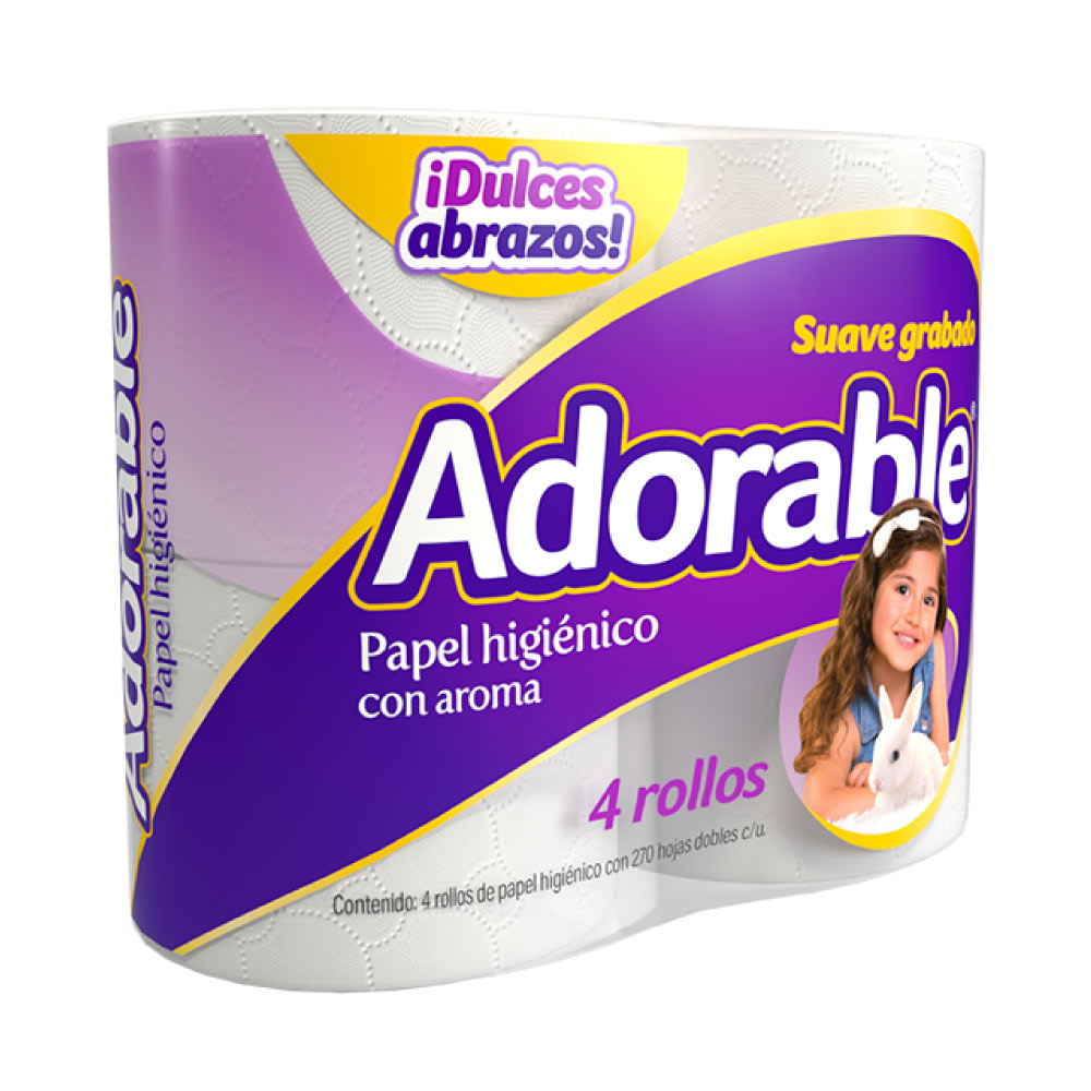Adorable Higiénico 270 hojas 4 pz