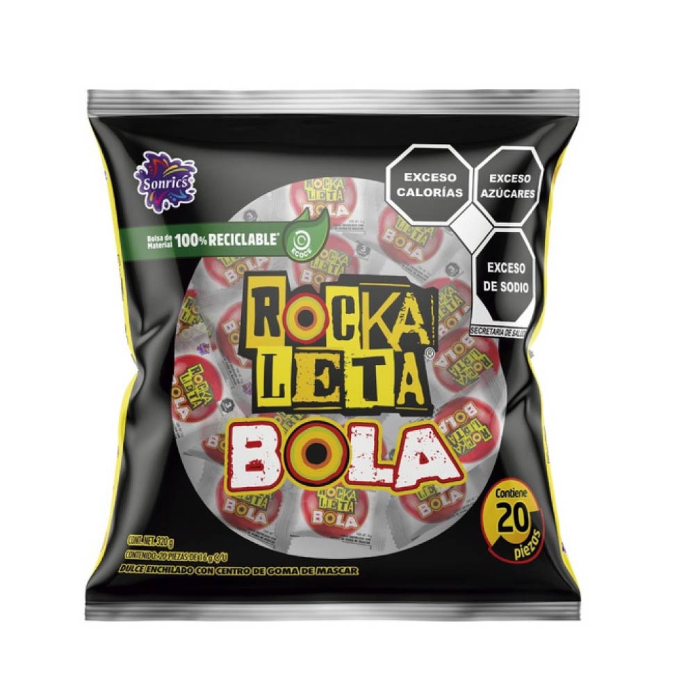 Rocka Bola Chicle Bolsa Con 20 Pz De 16 Gr