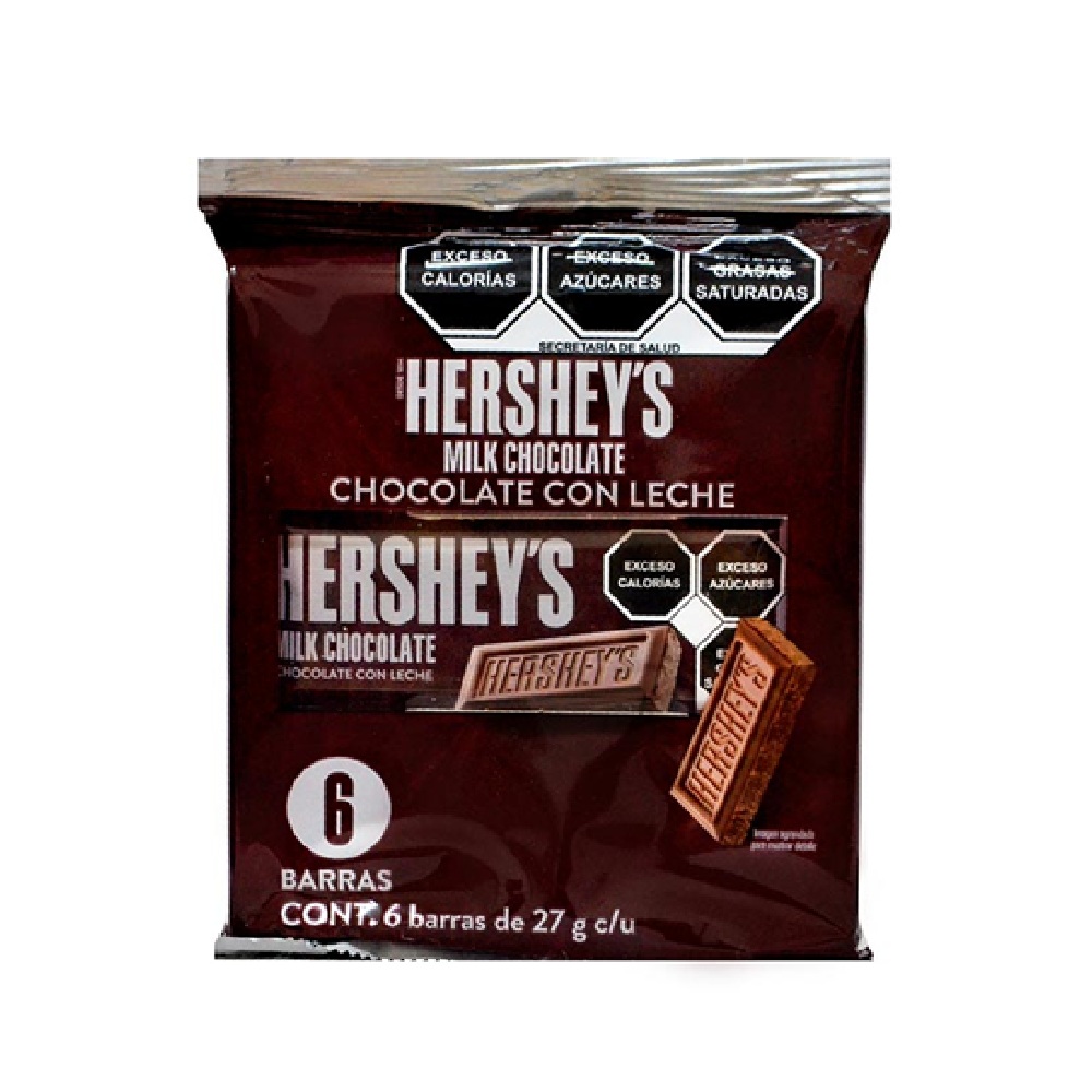 Hershey’s Chocolate Barra Leche 6 pz de 27 Gr