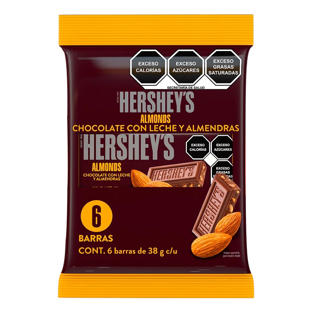 Hershey’s Chocolate Barra Almendra 6 pz de 27 Gr