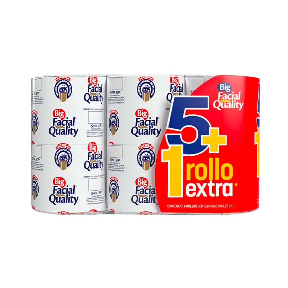 Papel Higiénico Big Quality 5 Rollos de 550 Hojas Dobles