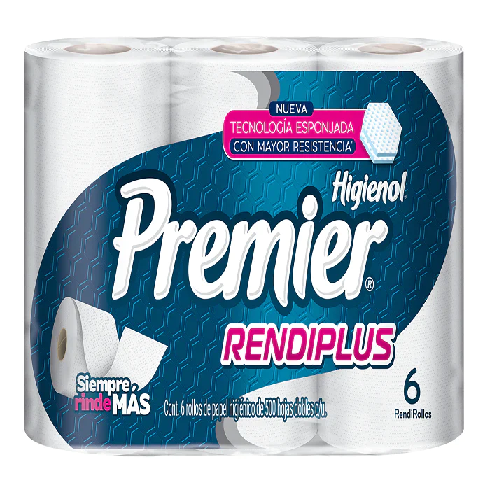 Higienico Premier Rendiplus 500 Hojas D. 6 pz