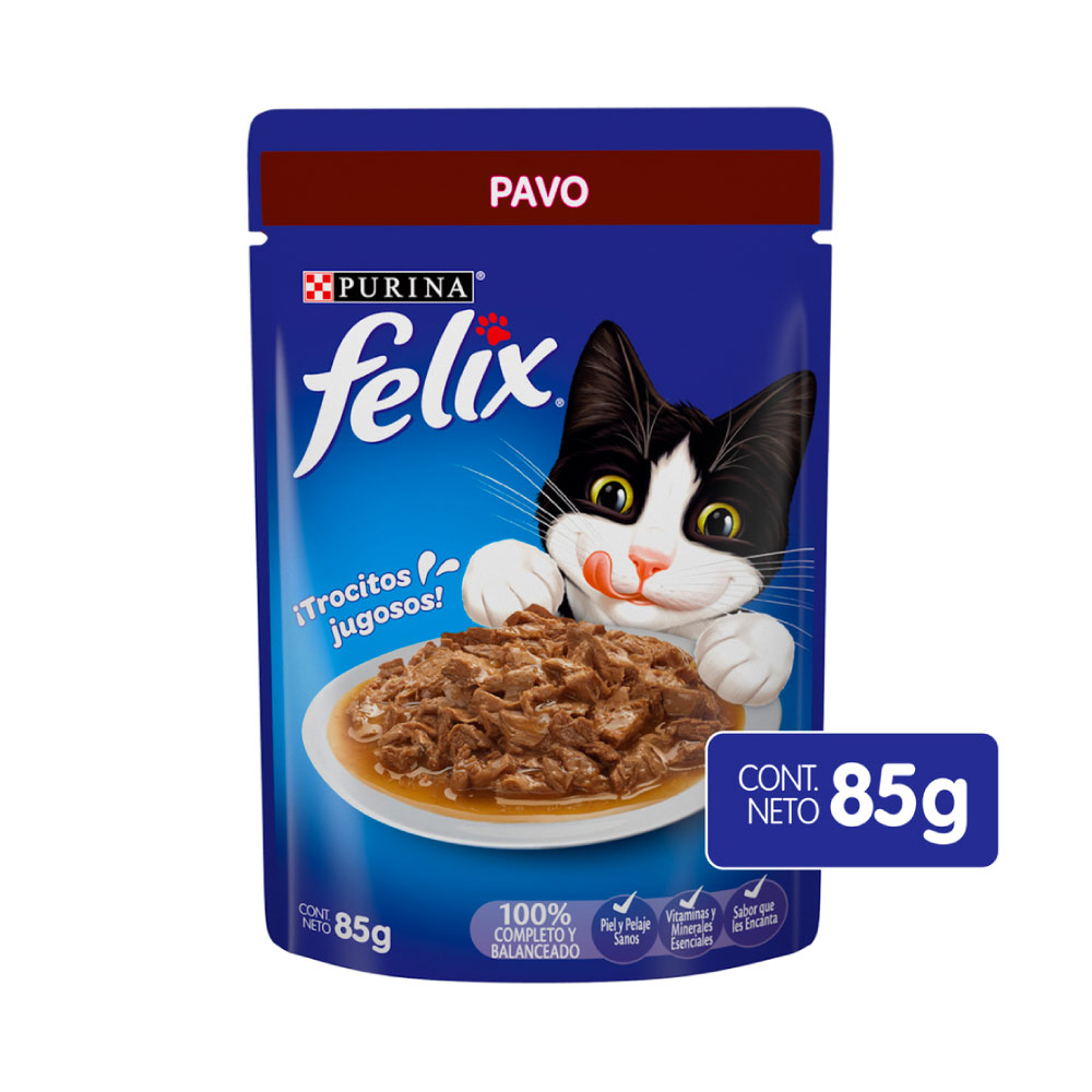 Alimento Húmedo para Gato Felix Pavo 85 g Sobre