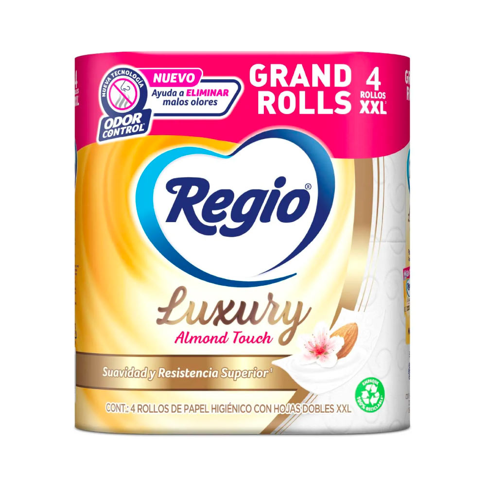 Papel Higiénico Regio Almond Touch 4 Rollos de 180 Hojas Dobles